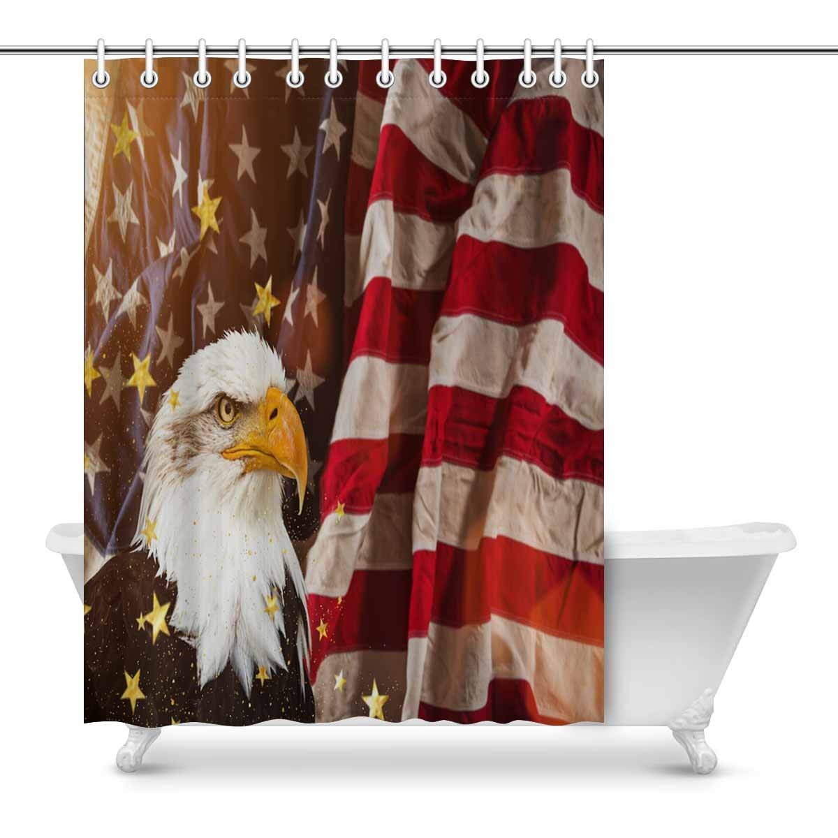 Buy North American Bald Eagle With American Flag Fabric Bathroom Decor Shower Curtain Set With Hooks At The Best Price With Free Shipping Zenzzle