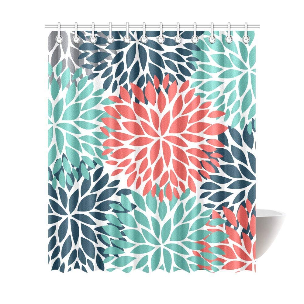 coral and gray shower curtain