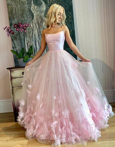 baby pink long prom dress