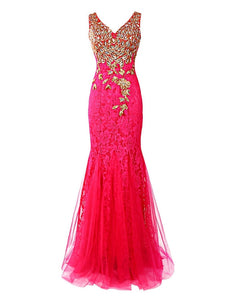 hot pink prom dress long