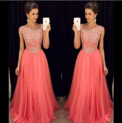 coral color long dress