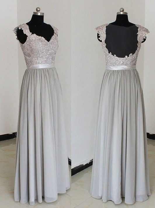  long  bridesmaid  dress  lace bridesmaid  dress  gray  