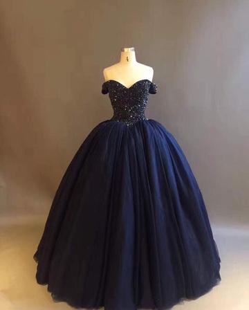 blue ball gown wedding dress