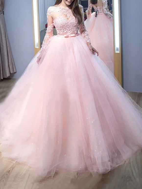 baby pink long dress