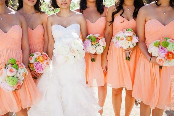 peach bridesmaid dress,short bridesmaid 