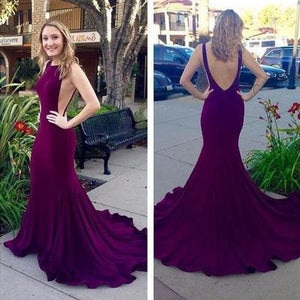 dark purple mermaid prom dress