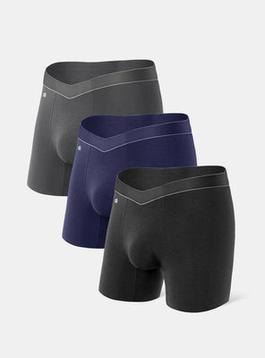 3 Packs Boxer Briefs Separate Pouch With Fly Modal David Archy Comfortable Breathable  Underwear For Men