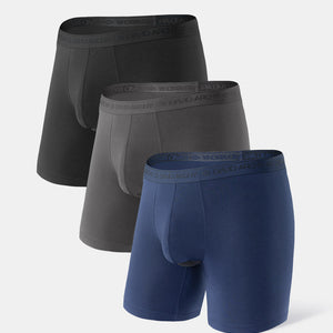 DAVID ARCHY Men's Underwear Micro Modal Dual Pouch Trunks Support Ball Pouch  Bulge Enhancing Boxer Briefs