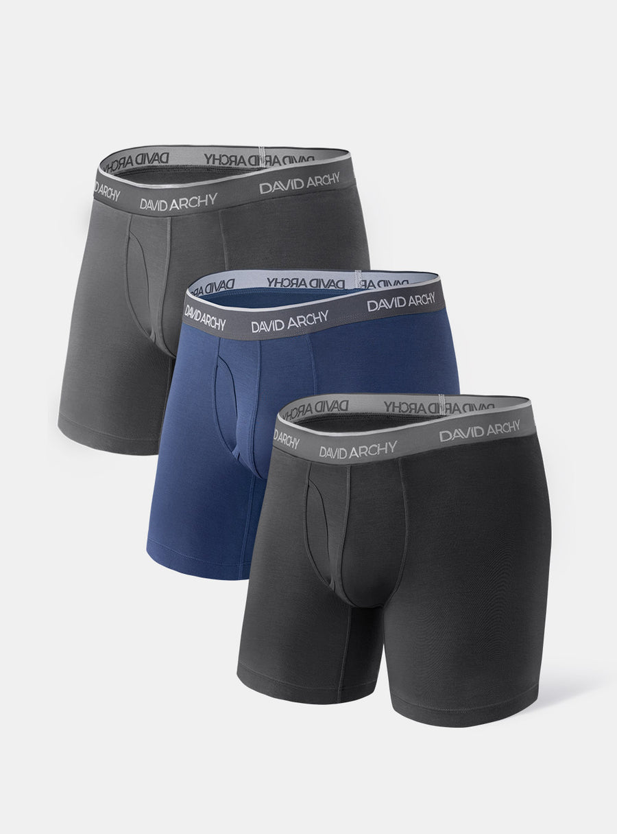 David Archy 3 Packs Leg Boxer Briefs Bamboo Ultra Soft Comfy Cool ...