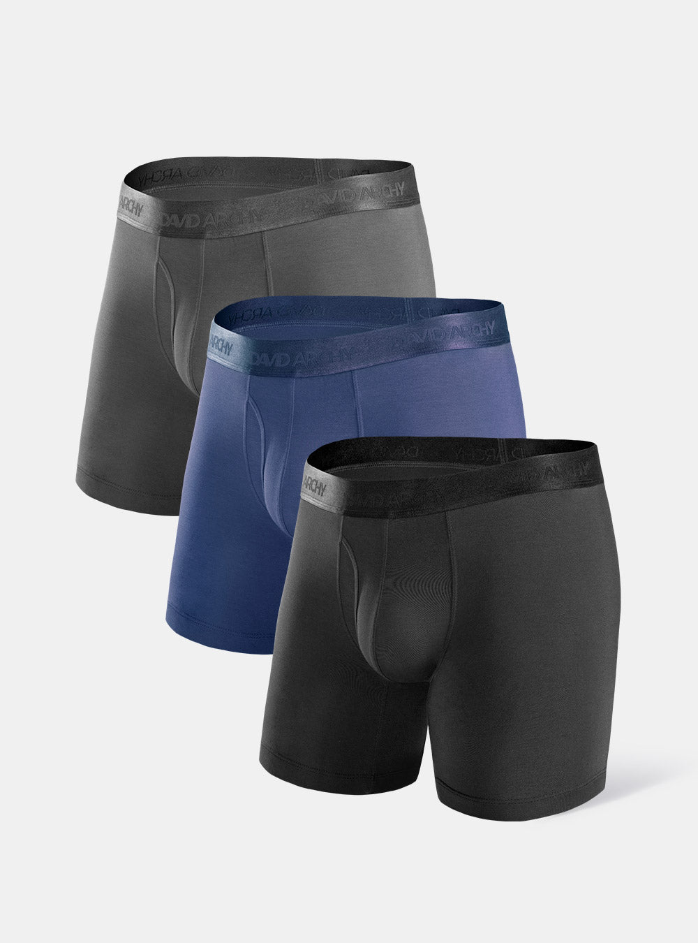 3 Packs Boxer Briefs Separate Pouch With Fly Modal David Archy Comfortable  Breathable Underwear For Men