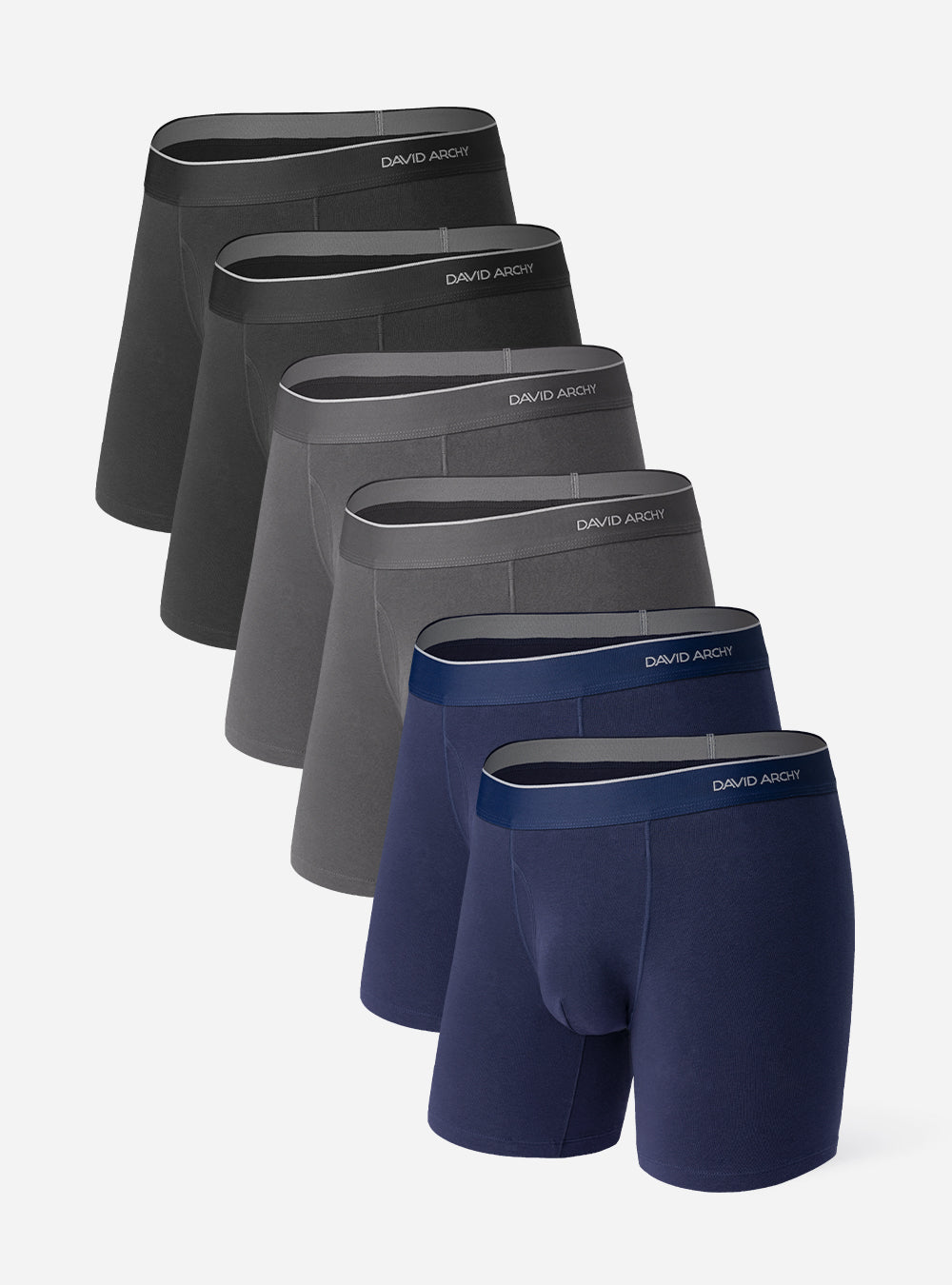 David Archy 6 Pack Boxer Briefs Bamboo Pouch Support Men's