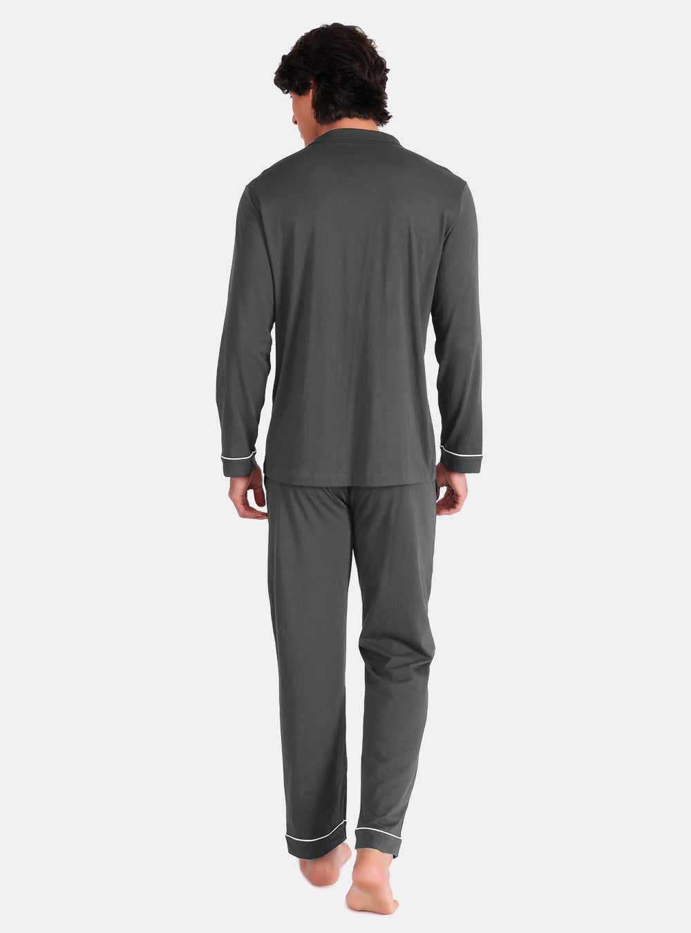 David Archy Sleepwear Set Flannel Button-Down V-Neck Lounge Wear