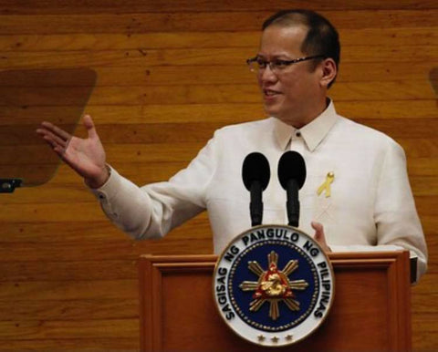 Aquino gives his second State of the Nation Address in a Barong Tagalog on July 25, 2011 