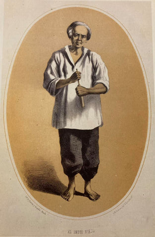 El Indio Viejo by C. W. Andrews (1859) - elderly native Filipino man in white work Barong Tagalog and dark pants