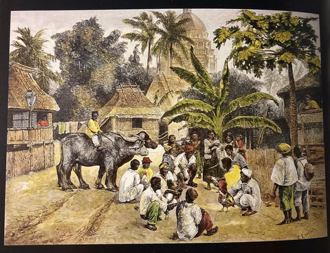 Ermisch - Hahnenkampf In Einer Strasse Manilas (Philippinen) - Filipino townspeople in barongs, camisa de chino and baro't saya at cockfight