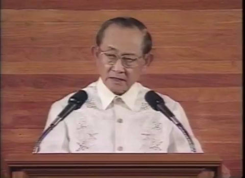 Ramos delivers the State of the Nation Address on July 23, 1997 in a Barong Tagalog