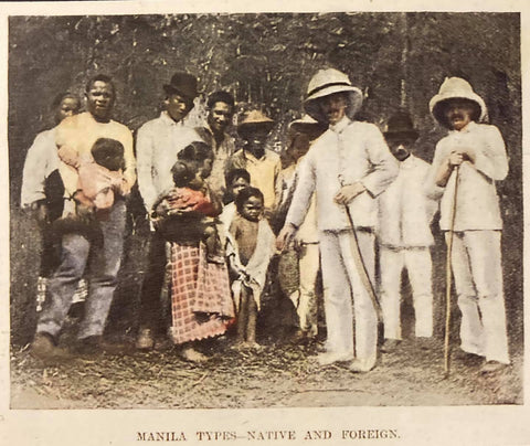 Manila Types - Native and Foreign from Harper's Weekly. Native and foreign men wear barong tagalog