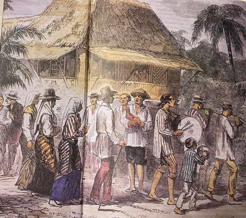 Enlarged colorized version of "Marriage Procession in Manilla" from Jose Moreno’s 1995 book Philippine Costume
