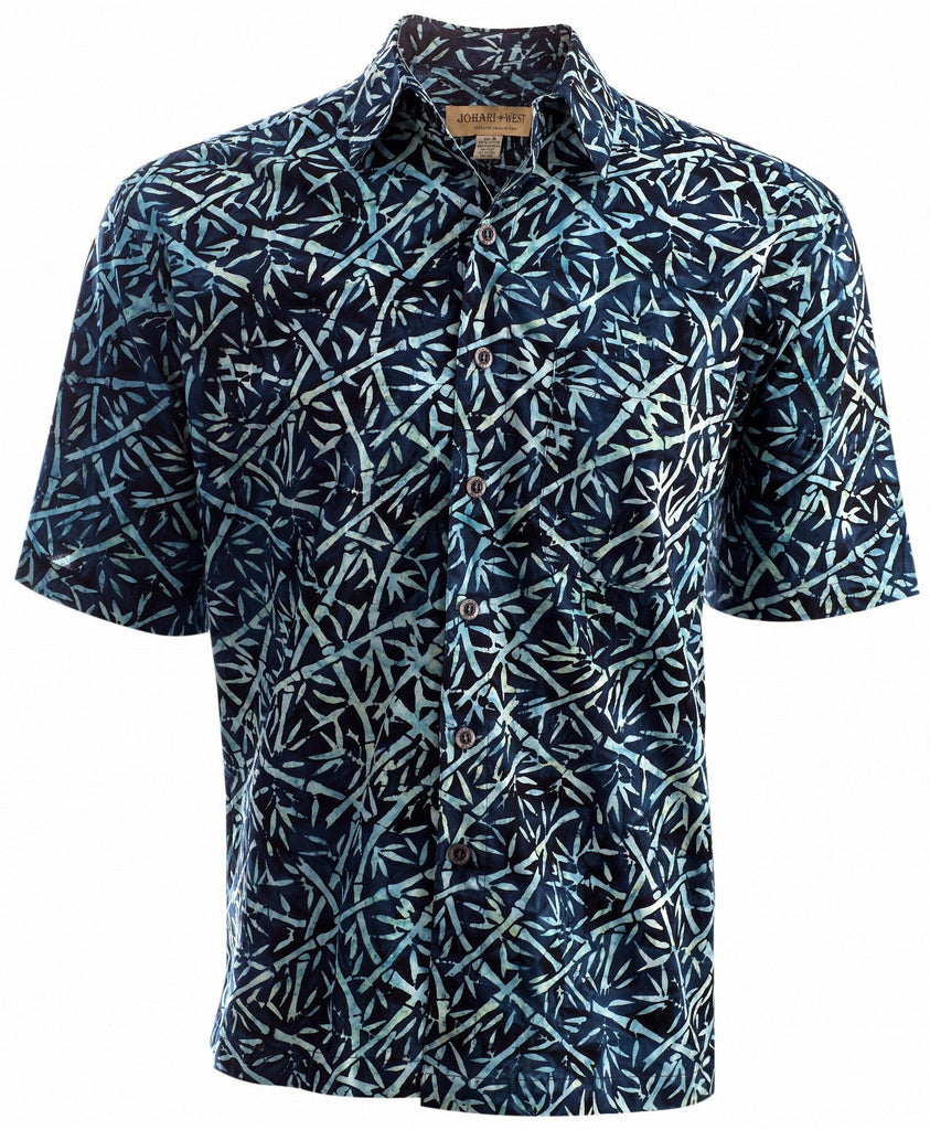 Midnight Bamboo (1289) Johari West Men's Hawaiian Button Down Shirt