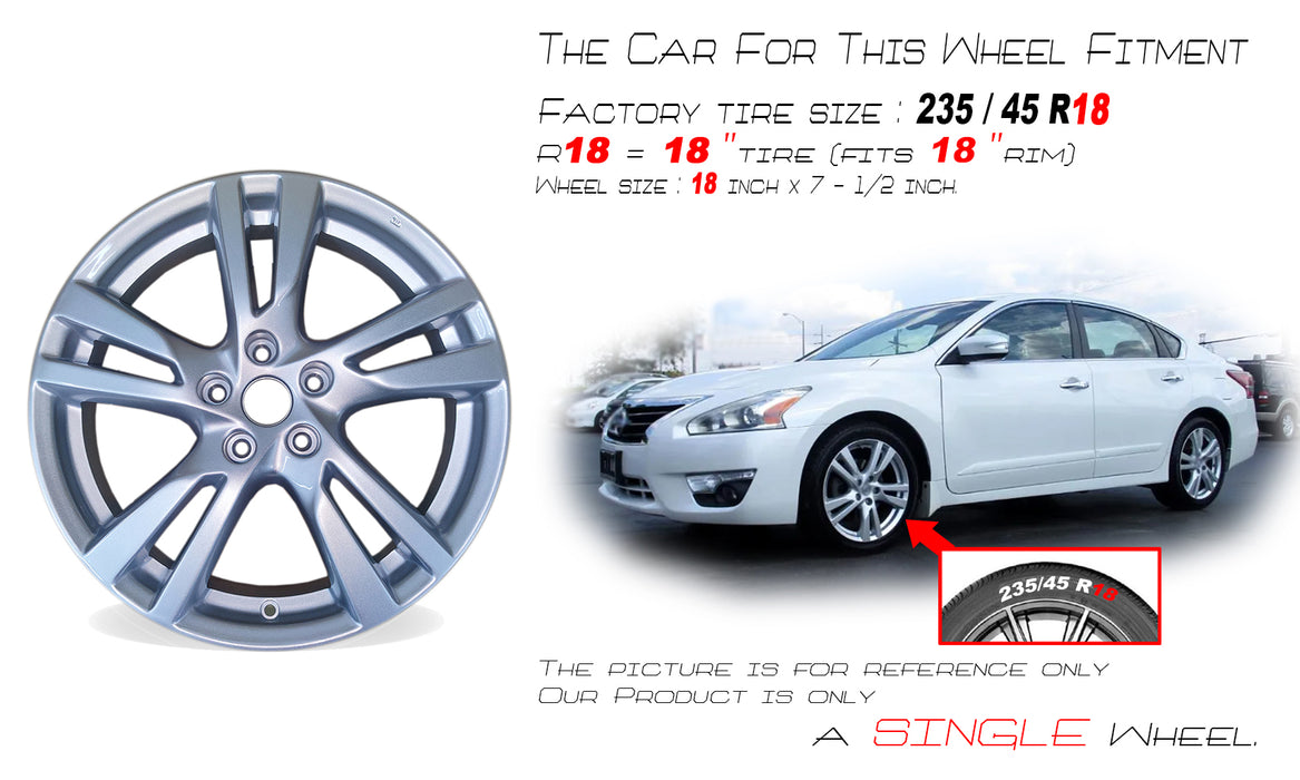 18" NEW Single 18x7.5 Silver Wheel For NISSAN ALTIMA 2013-2017 OEM Quality Replacement Rim