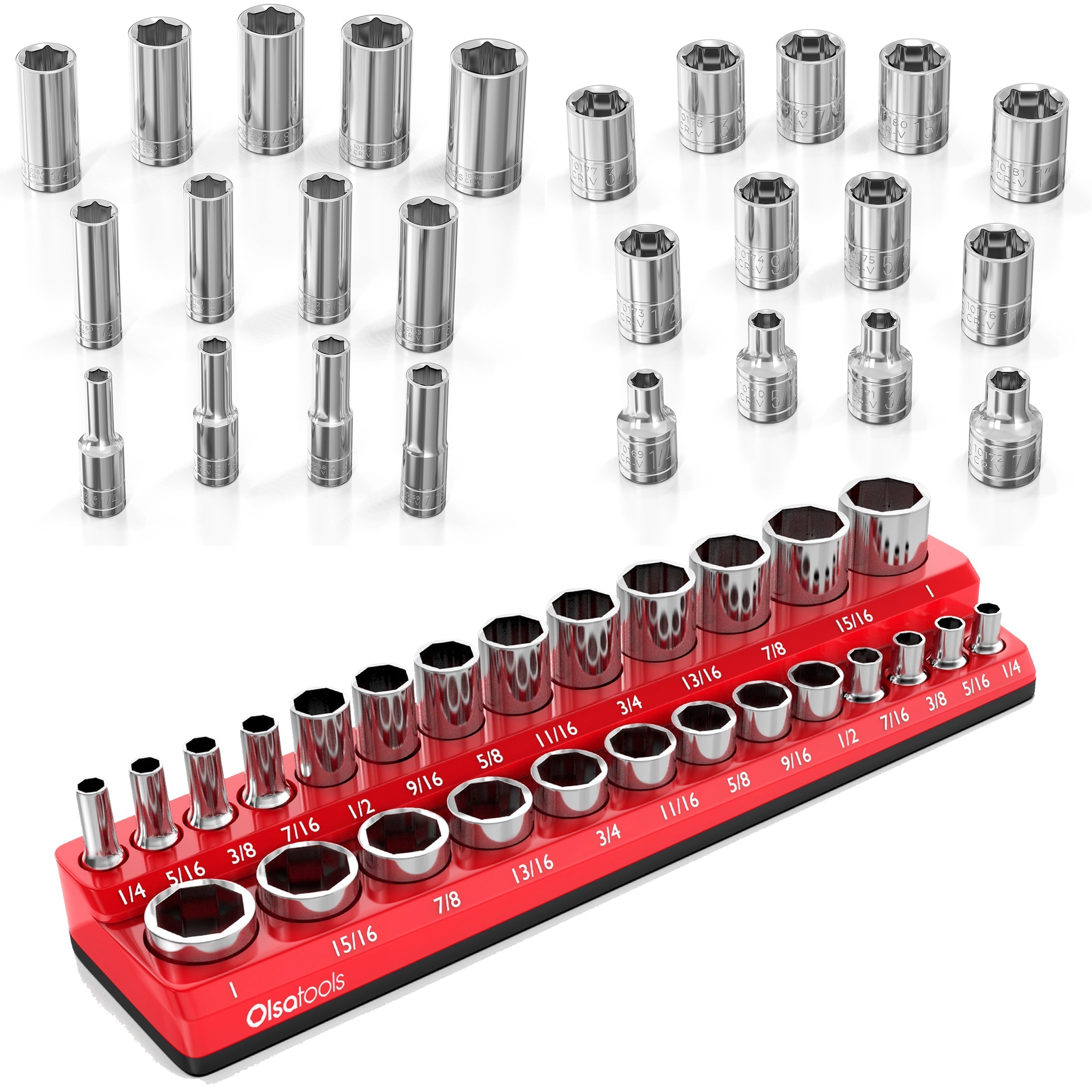 Master Mechanics Chrome Socket & Magnetic Socket Organizer Set