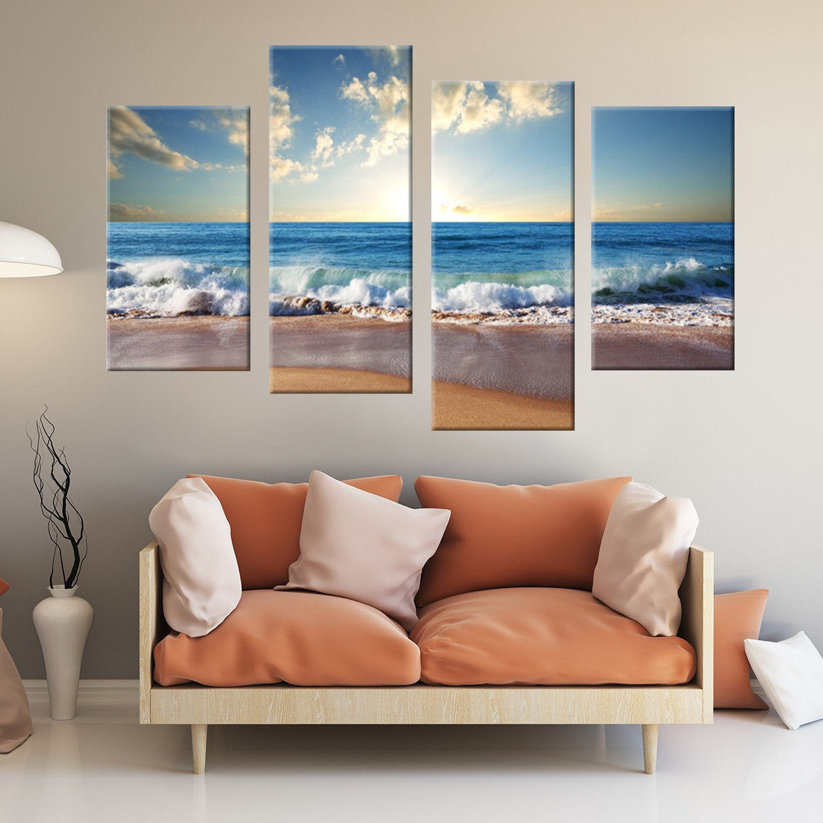 Crashing Waves 4 Piece Staggered Canvas Wall Art – Vigor and Whim