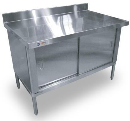 Omcan Stainless Steel Work Table With Cabinet Backsplash 30