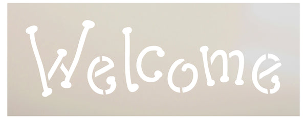 Welcome Stencil by StudioR12 | Sunny Cursive Script Word Art | Reusable Mylar TE