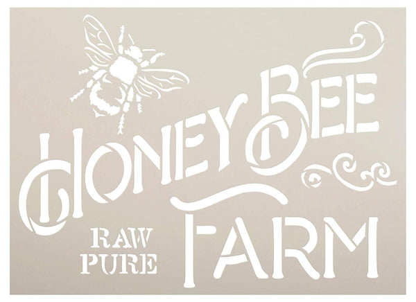 Bumble & Co Local Honey Stencil with Bee by StudioR12 DIY Rustic Farm Home Decor Craft & Paint Farmhouse Wood Signs Select Size 18 x 18 inch