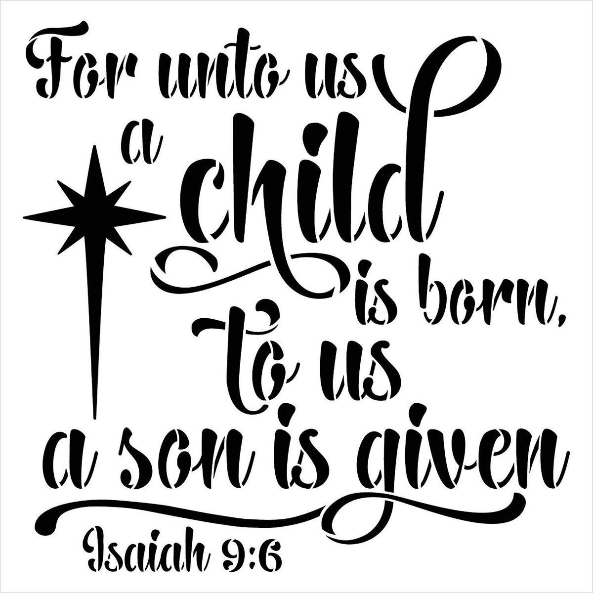 for Unto Us A Child is Born Stencil with Star StudioR12 | Christian Fa