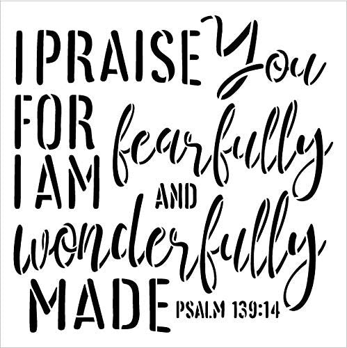 Psalm 139:14 Stencil by StudioR12 | I Praise You | Craft Cursive Chris ...