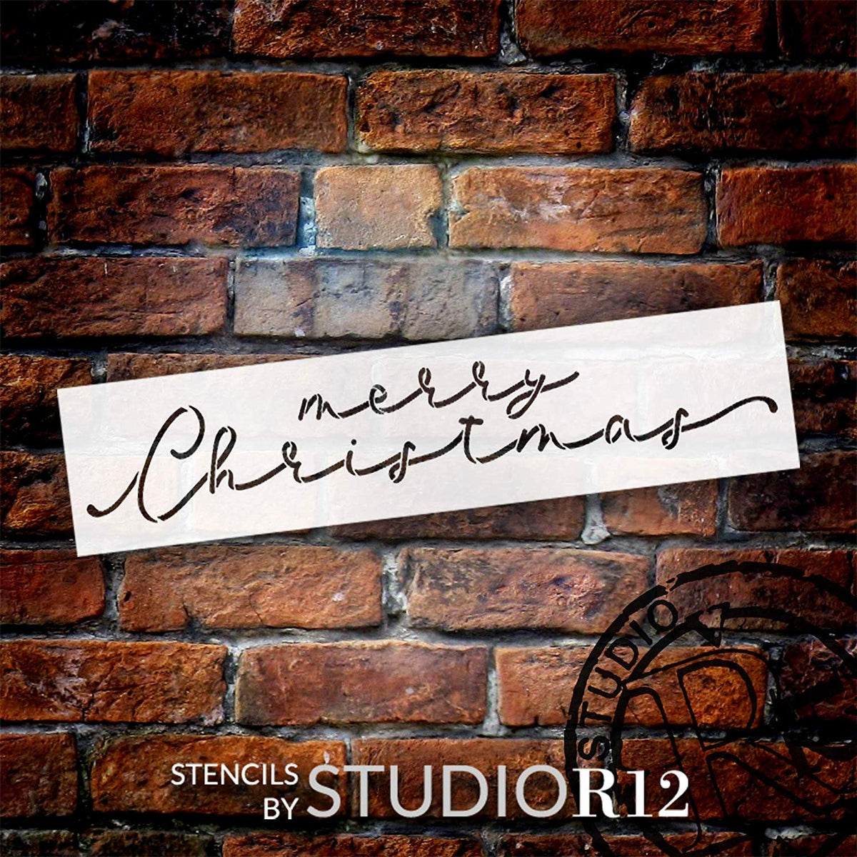 Merry Christmas Stencil StudioR12 | Simple Rustic Cursive Script Word