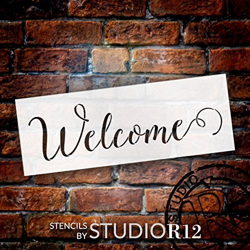 Welcome Stencil by StudioR12 Skinny Serif Arched Word Art - Small