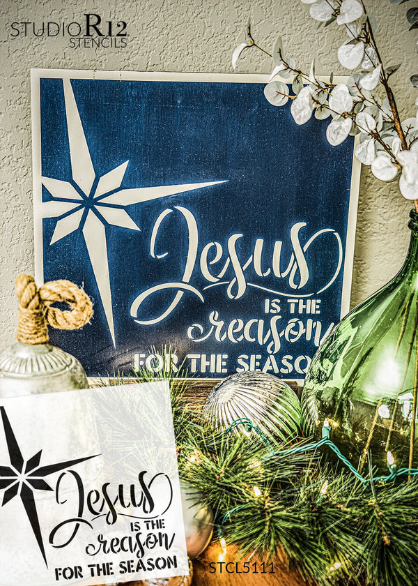 O Holy Night Elegant Stencil by StudioR12 | DIY Farmhouse Christmas Star  Home Decor | Craft & Paint Wood Sign | Reusable Mylar Template | Select Size