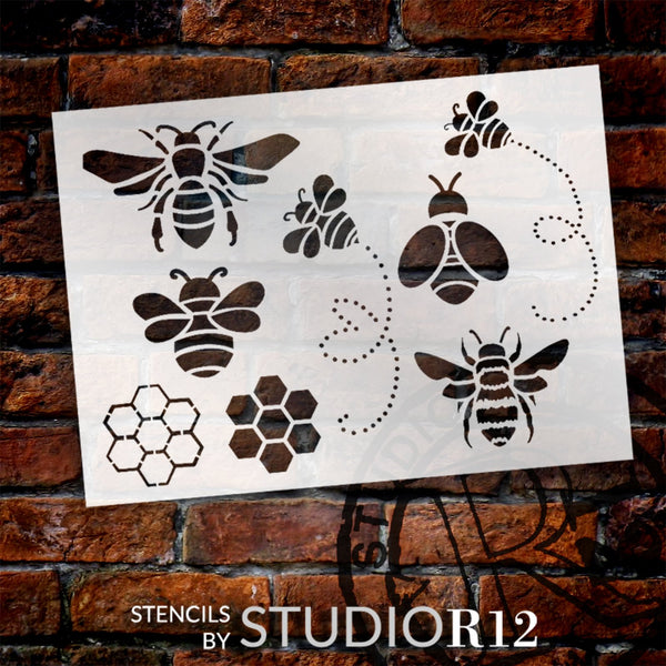 Reverse Honeycomb Stencil by StudioR12 | Country Repeating Pattern Art -  Reusable Mylar Template | Painting, Chalk, Mixed Media | Use for Crafting