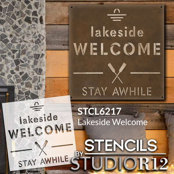 Arched Welcome Stencil for Painting Wood Signs by StudioR12 Reusable Mylar  Easily Paint Perfect Lettered Signs for Entrance - Front Door - Porch Use  for Crafting, DIY Home Decor 
