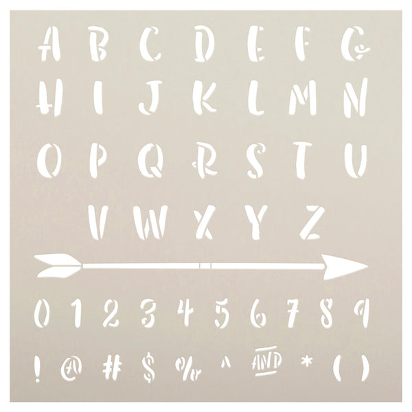 Contemporary Script Full Alphabet Stencil by StudioR12 Reusable Lettering Stencils for Journaling Craft & Paint Select Size 12 x 12 inch Sheet