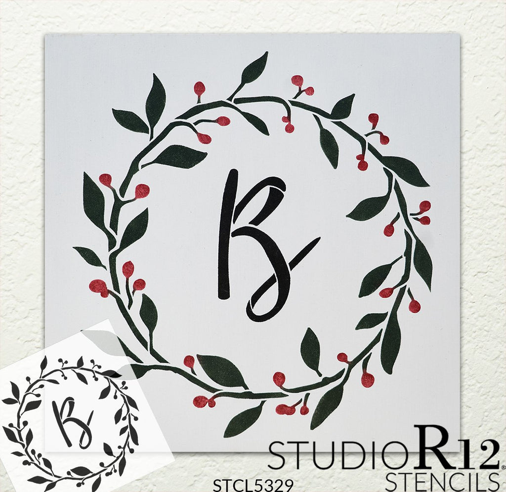 Download Cursive Monogram Stencil With Leaf Berries By Studior12 Stcl5332 Studior12 Stencils