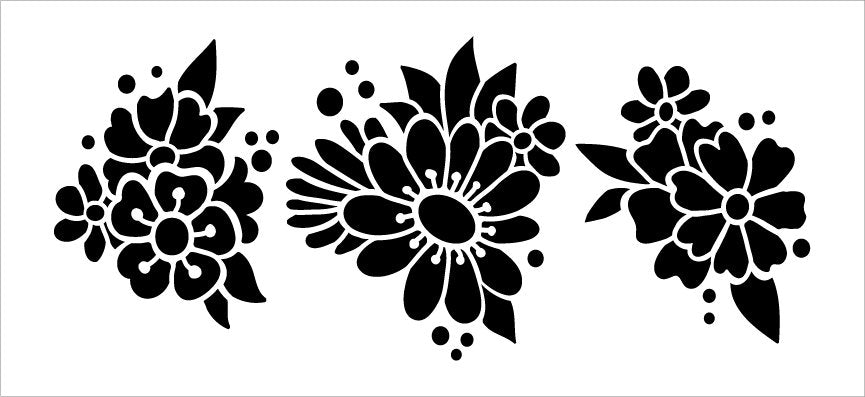Three Flower Clusters Embellishment Stencil by StudioR12 | STCL5694 ...
