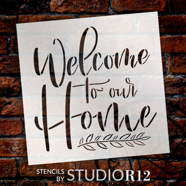 Thin Welcome Script Stencil by StudioR12