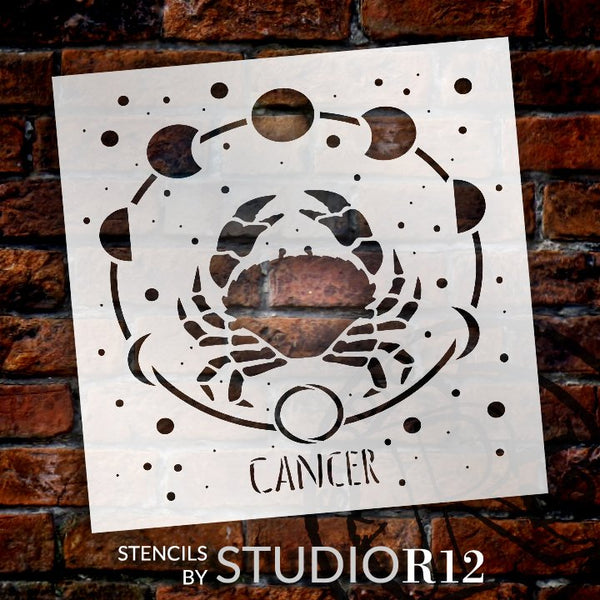 Cancer Astrological Stencil by StudioR12 | DIY Star Sign Zodiac Bedroom & Home Decor | Craft & Paint Celestial Wood Signs | Select Size | STCL5145