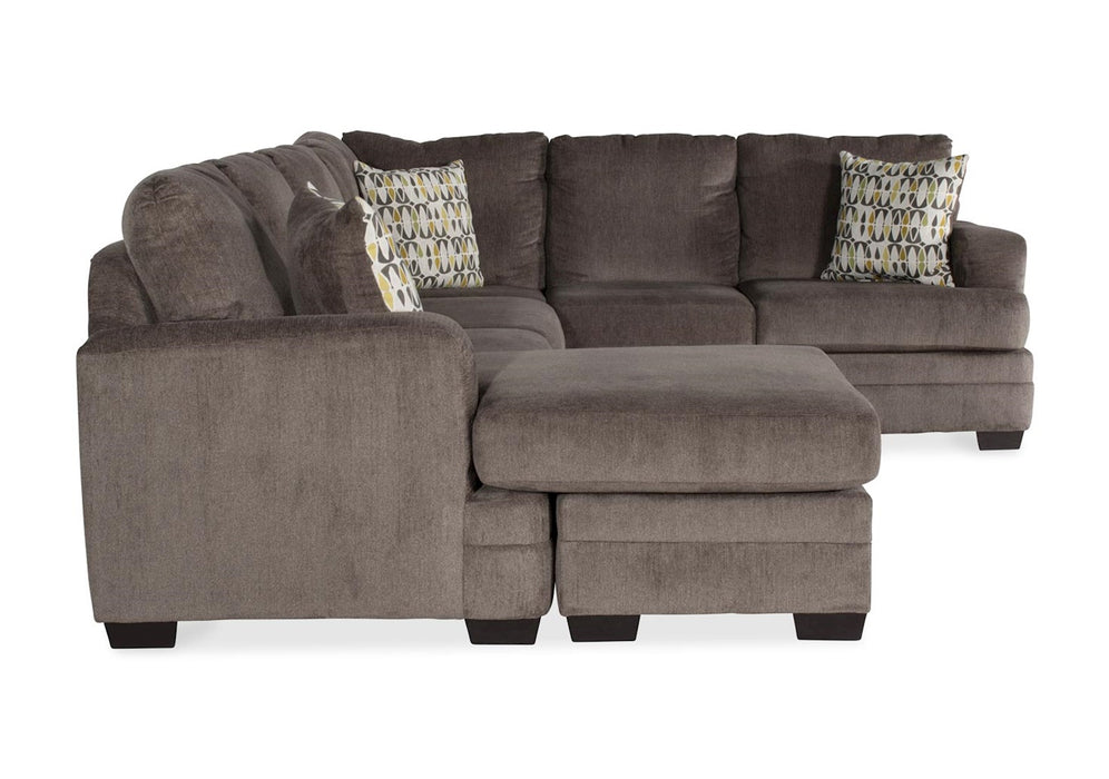 Hillel Pewter Gray Cloth Sectional Sofa with Chaise Lounge