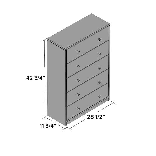 Altus White 5 Drawer Chest