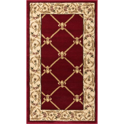 Colindale Fleur De Lis Red Area Rug 5'3'' x 7'3''