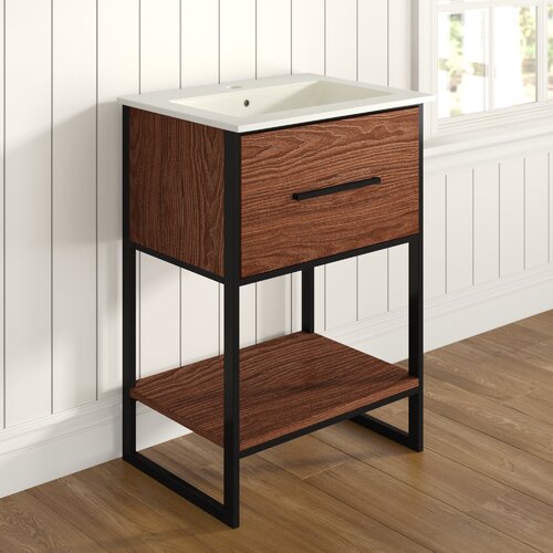 Eckard 24" Single Vanity Base (NO Sink) Finish: Walnut