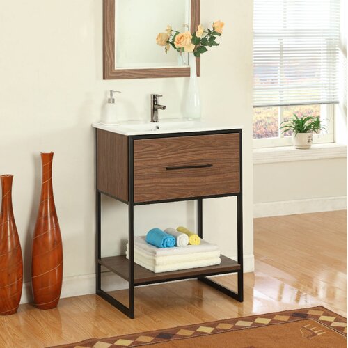 Eckard 24" Single Vanity Base (NO Sink) Finish: Walnut