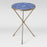 Paeonia Print Glass Top Accent Table with Pewter Finish Base Blue - Opalhouse