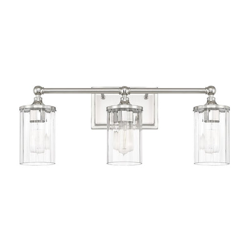 Hague 3-Light Vanity Light with Clear Ribbed Glass