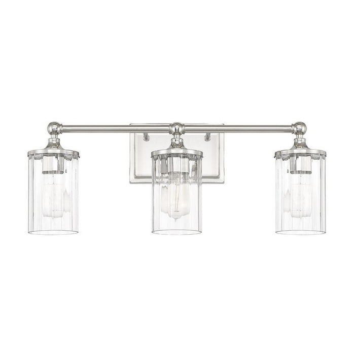 Hague 3-Light Vanity Light with Clear Ribbed Glass