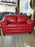 Grady Red Leatherette Sofa And Love Seat Set, Trapped Red